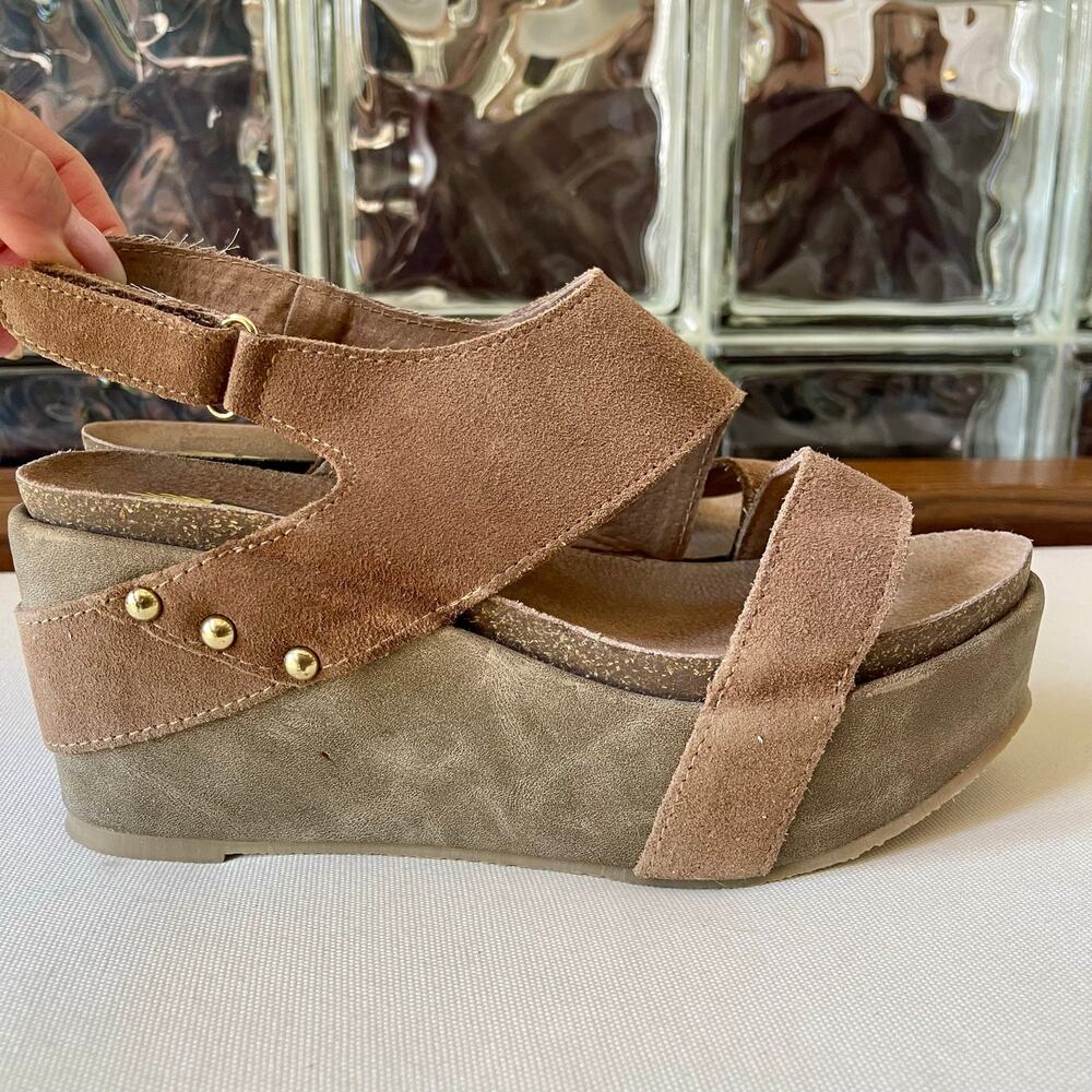Volatile Suede Slingback Wedge Sandals EU 40 Made in Spain